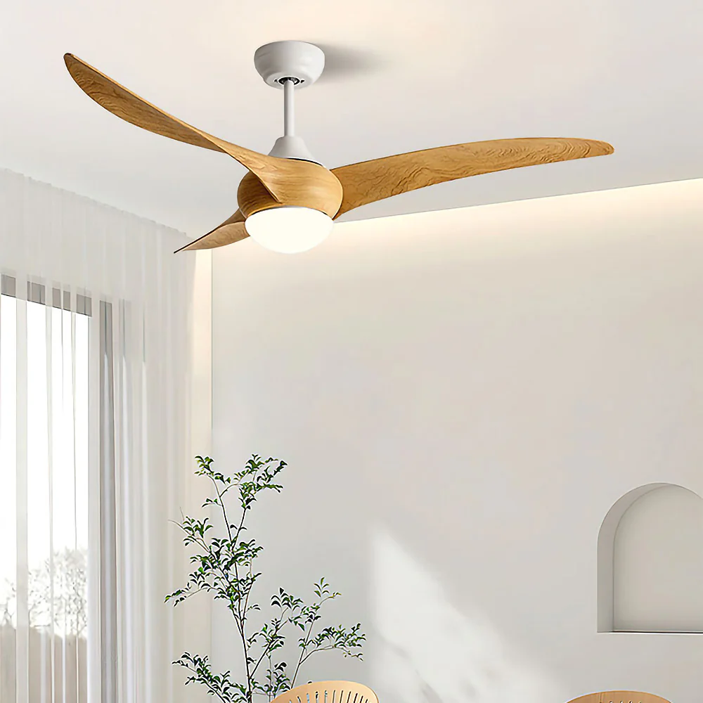Simple Flush Ceiling Fan With LED Light And Remote - Image 3