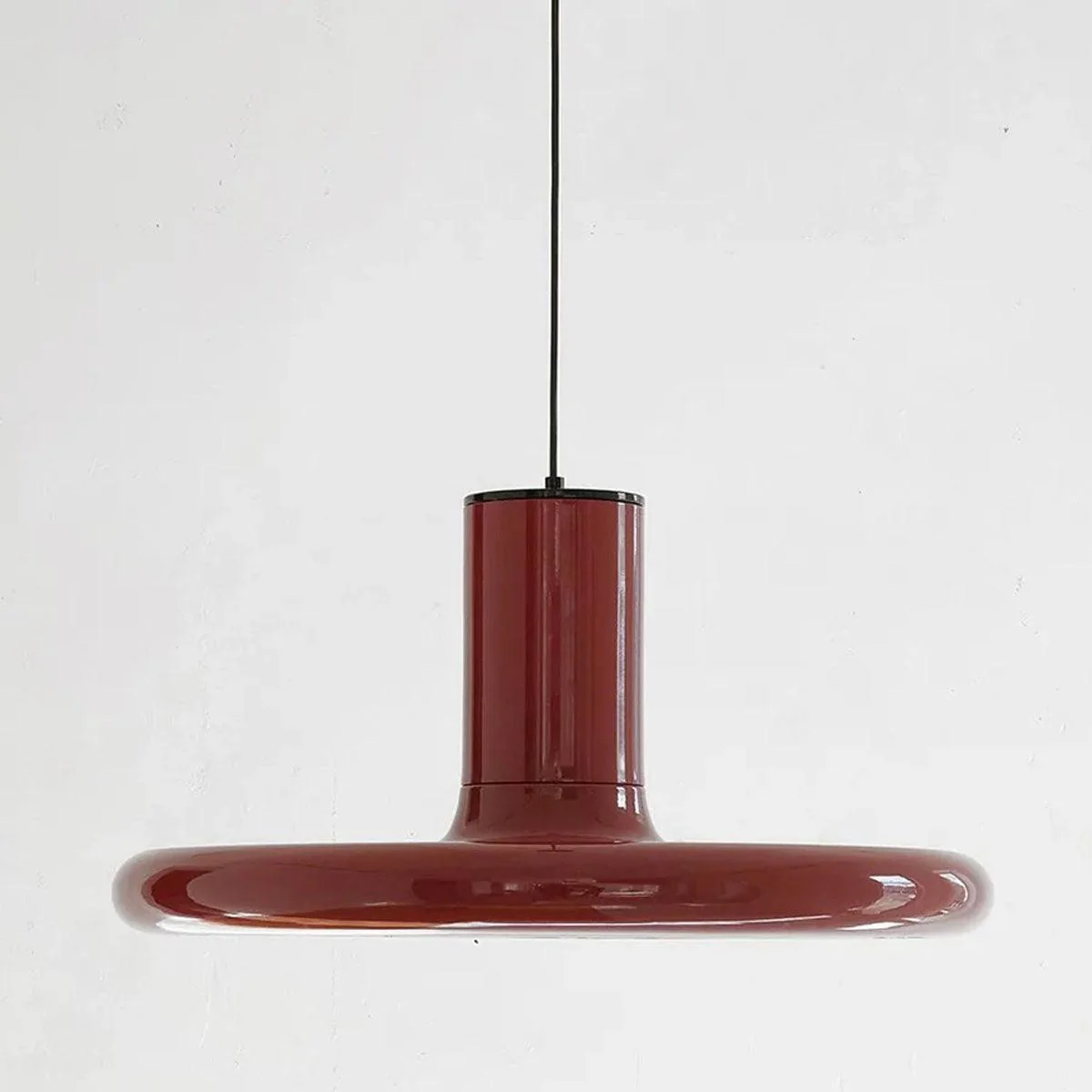 Modern Simple Red Metal Saucer Pendant Light - Image 10