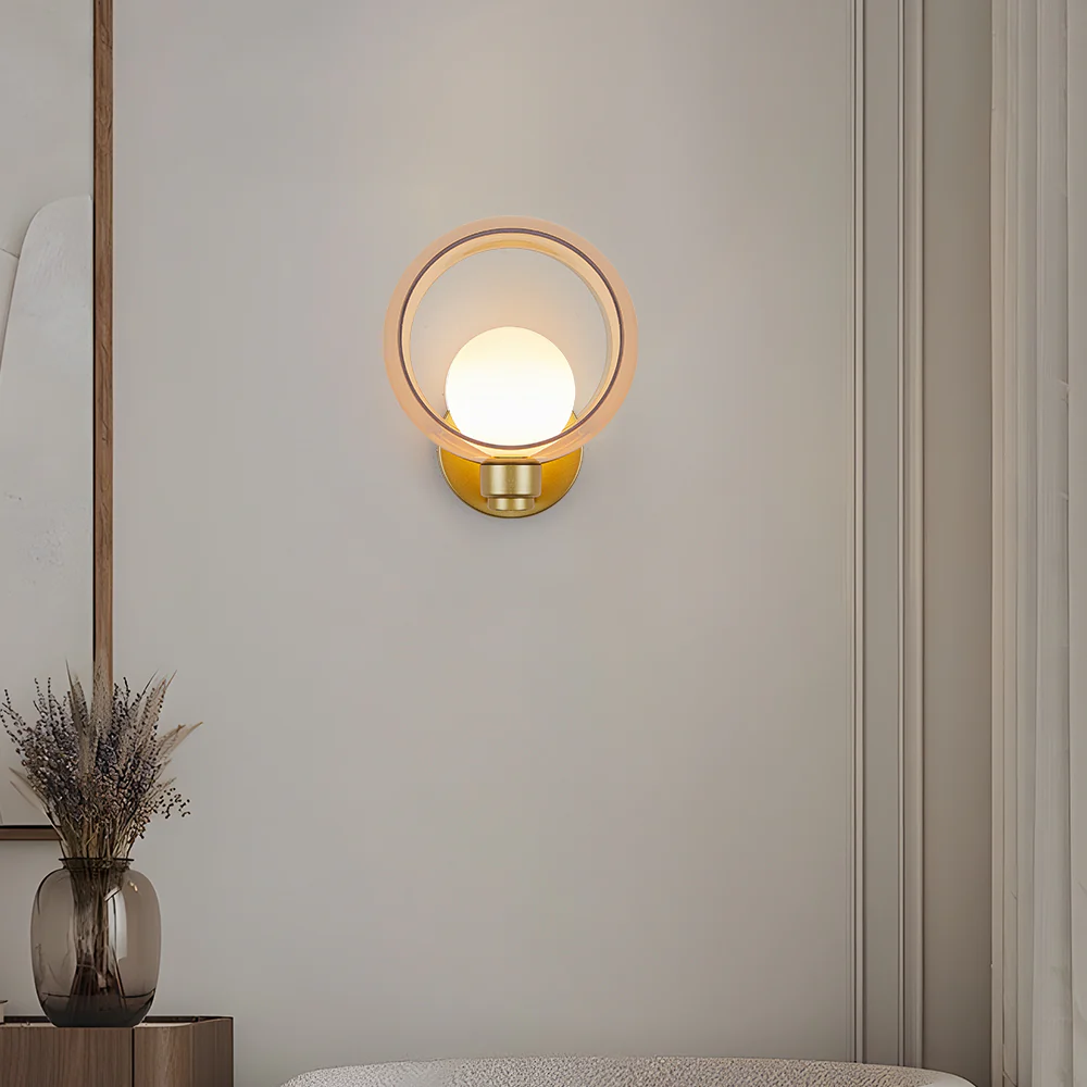 Simple Round Modern Glass Bedroom Wall Light - Image 2