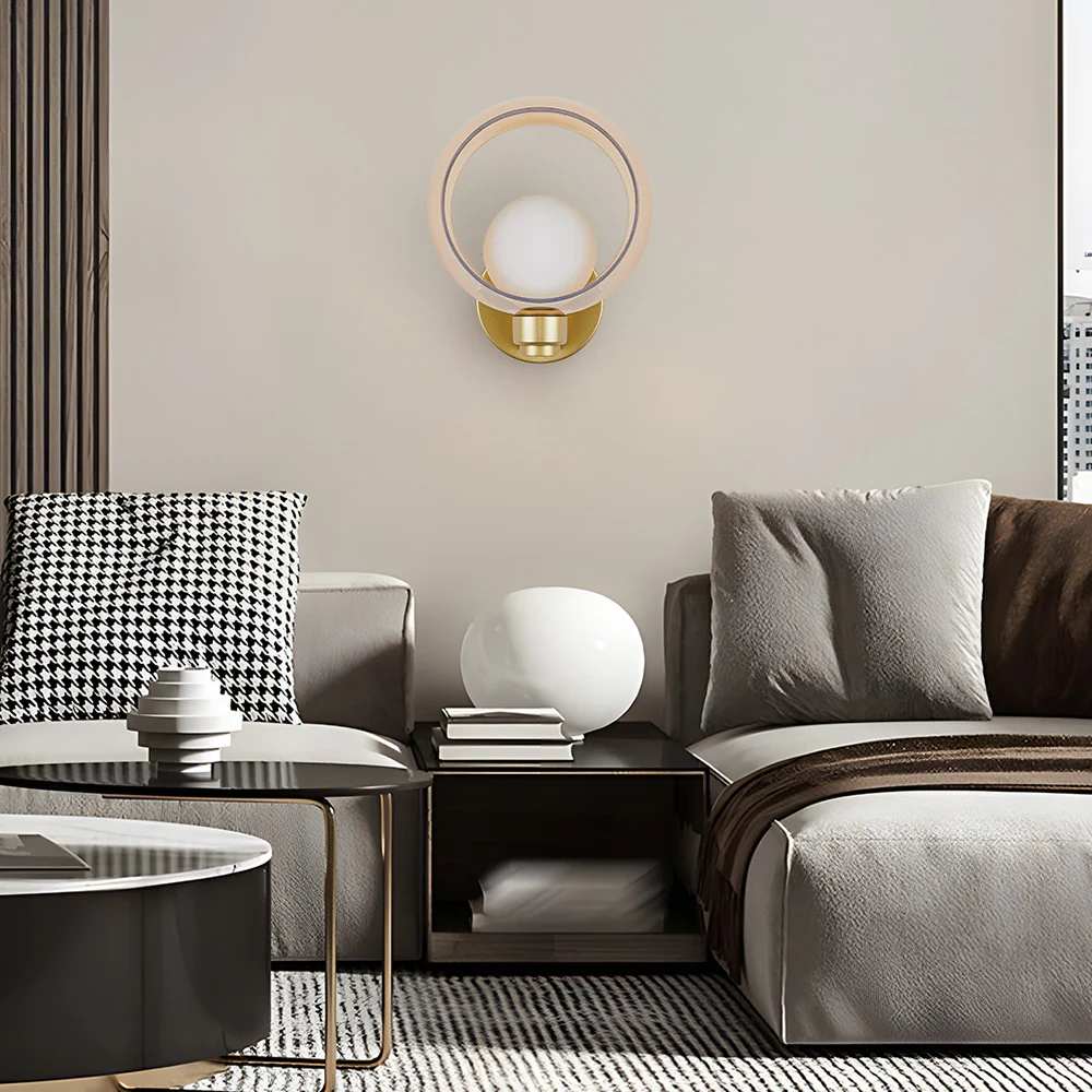 Simple Round Modern Glass Bedroom Wall Light - Image 4