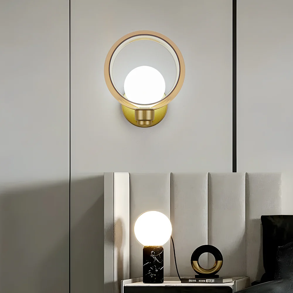 Simple Round Modern Glass Bedroom Wall Light - Image 5