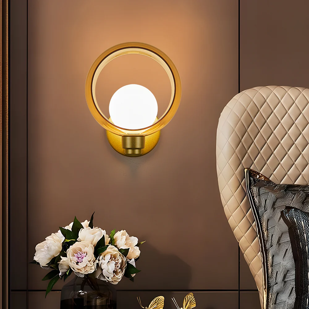 Simple Round Modern Glass Bedroom Wall Light - Image 7
