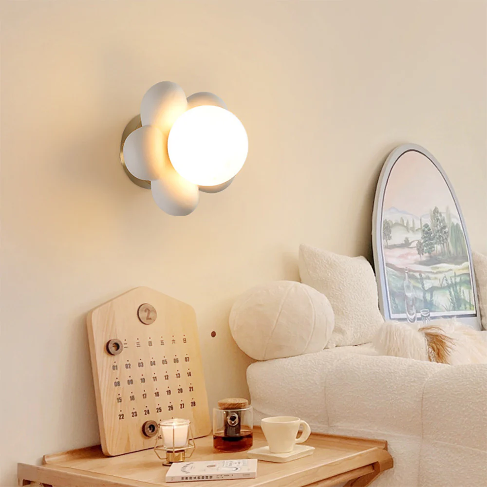 Simple Warm Flower Bedside Wall Lamp - Image 3