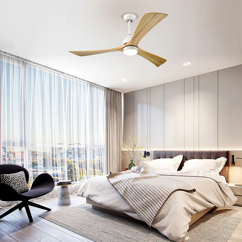 Simple Wooden Ceiling Fan With LED Light And Remote - Image 15
