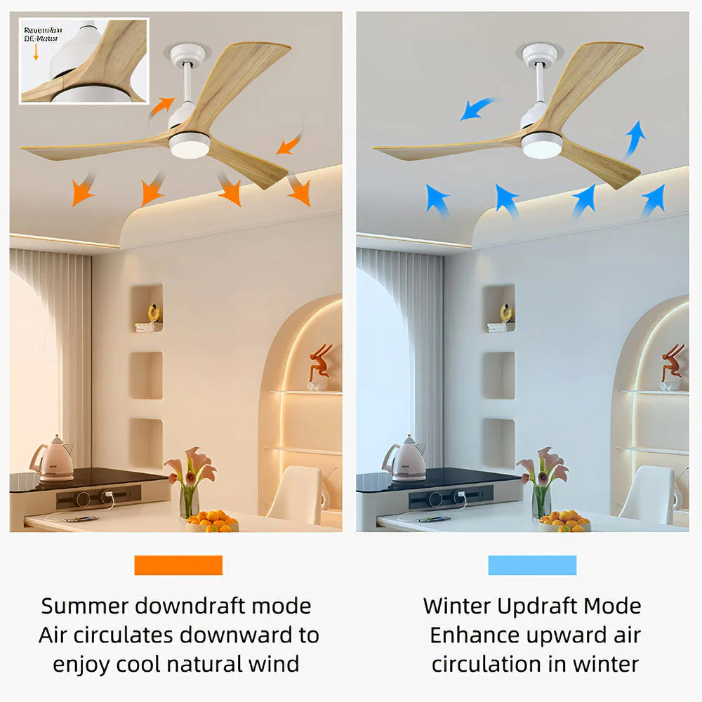 Simple Wooden Ceiling Fan With LED Light And Remote - Image 22