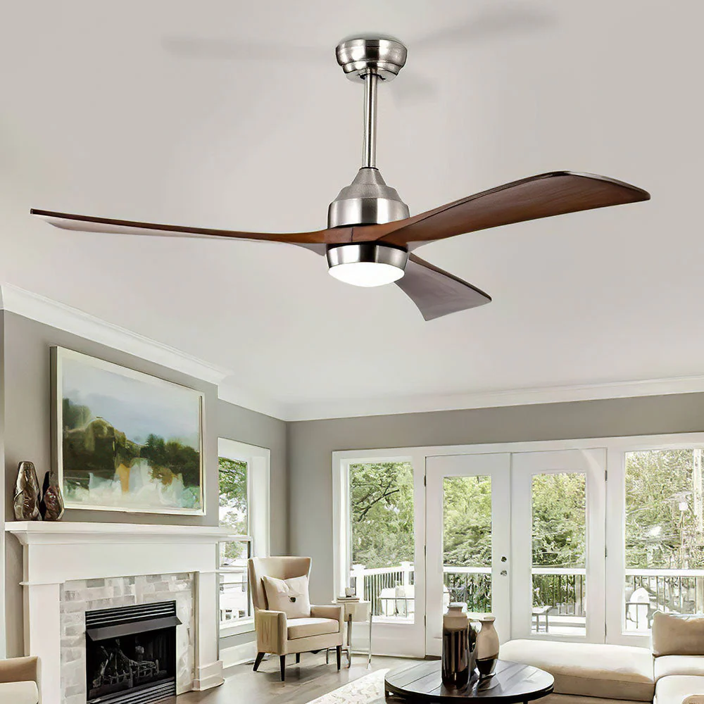 Simple Wooden Ceiling Fan With LED Light And Remote - Image 4
