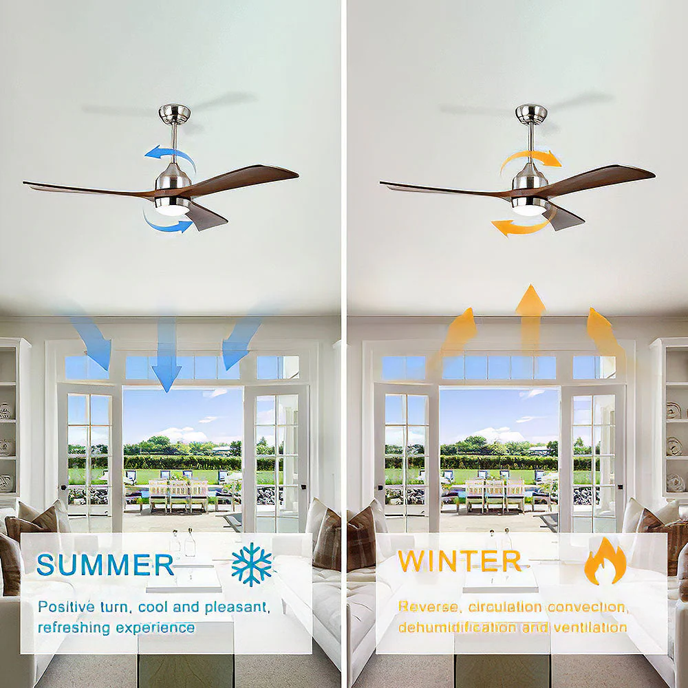 Simple Wooden Ceiling Fan With LED Light And Remote - Image 6