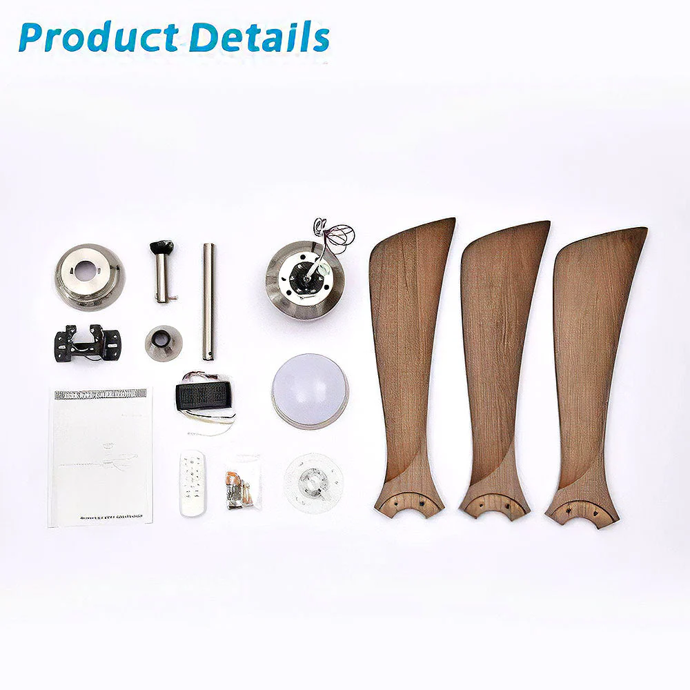 Simple Wooden Ceiling Fan With LED Light And Remote - Image 8