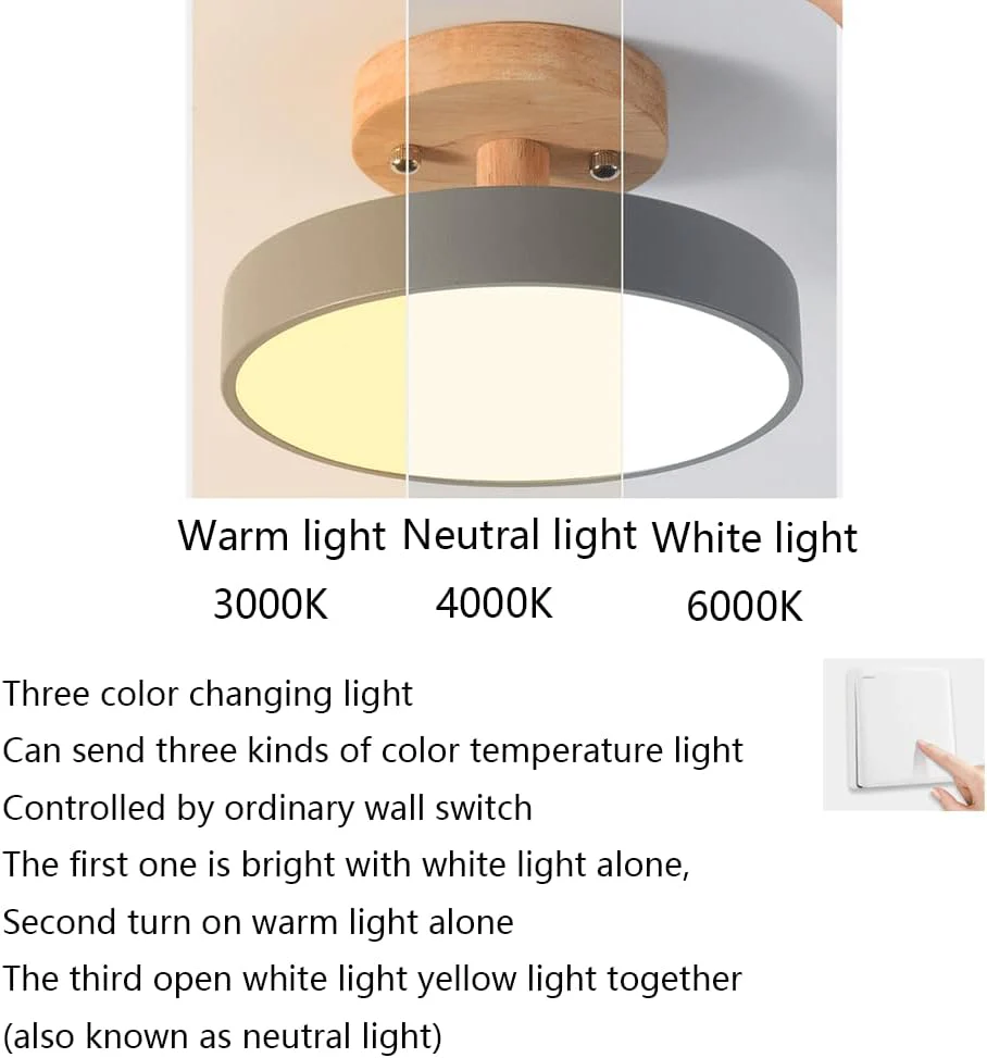 Simple Wooden Finish LED Ceiling Lights - Image 8