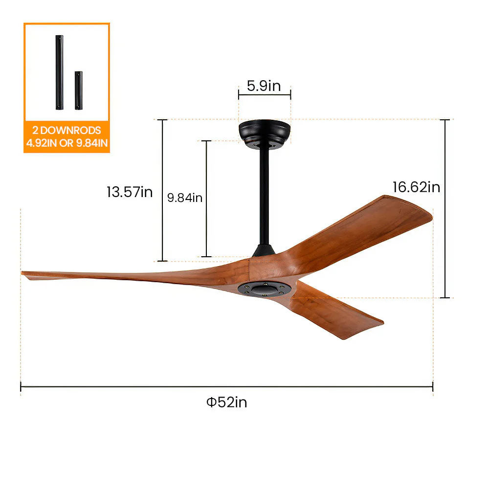 Simplistic Wood Ceiling Fan With No Light - Image 10
