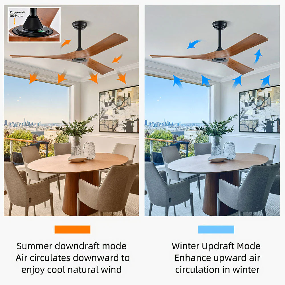 Simplistic Wood Ceiling Fan With No Light - Image 8