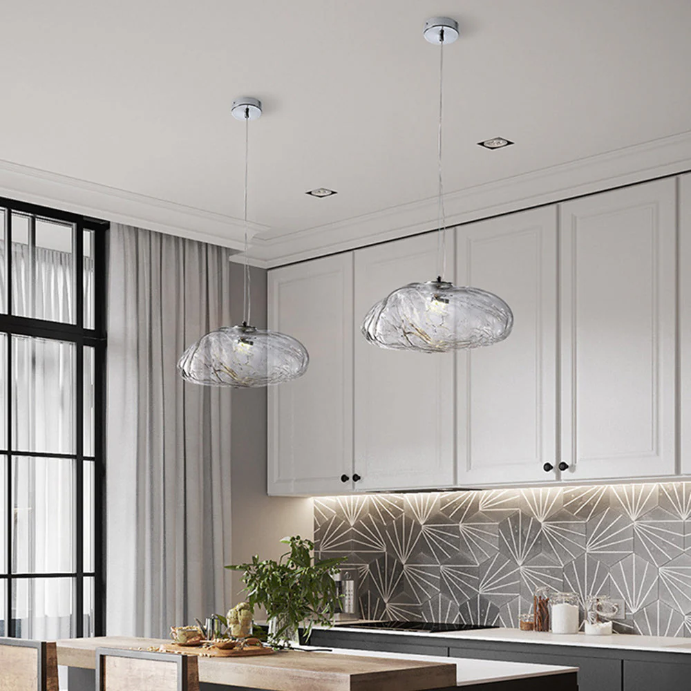 Stylish Glass Cloud Shape Pendant Light Indoor Fixture Decorative Light - Image 6
