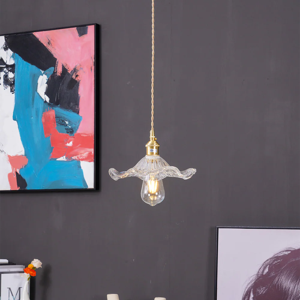 Stylish Hibiscus Flower Glass Pendant Light - Image 11