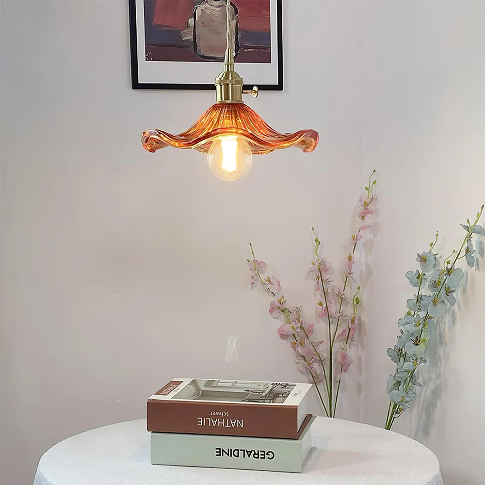 Stylish Hibiscus Flower Glass Pendant Light - Image 14