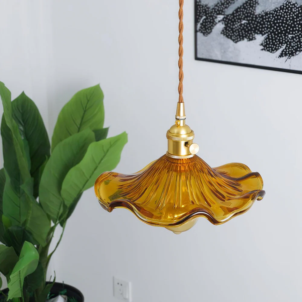 Stylish Hibiscus Flower Glass Pendant Light - Image 15