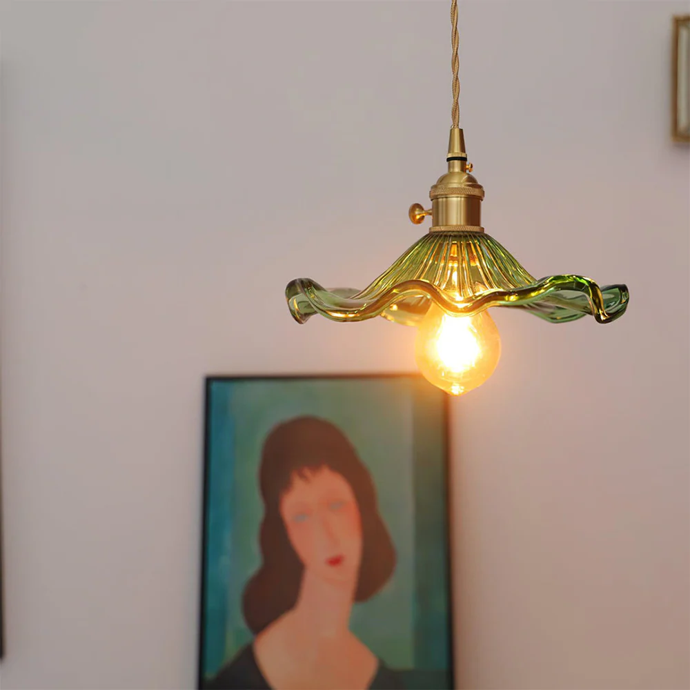Stylish Hibiscus Flower Glass Pendant Light - Image 4