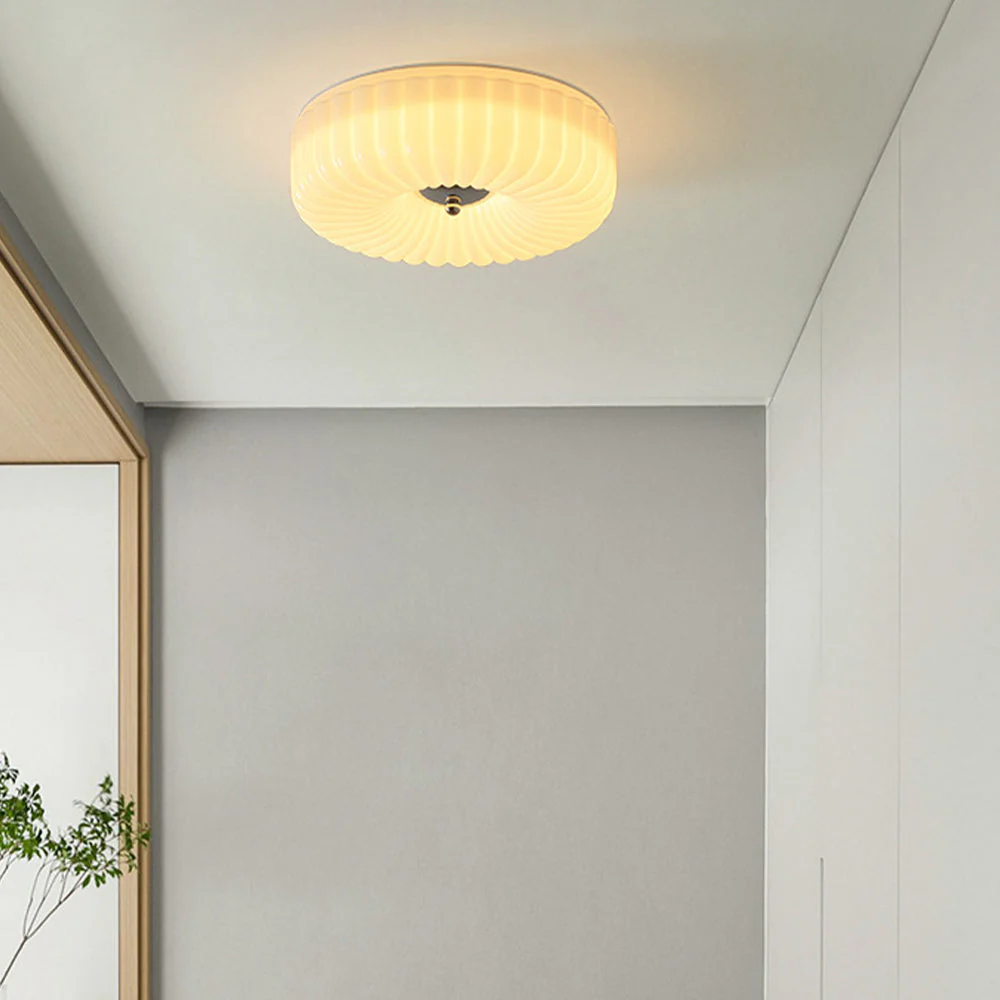 Vinatge Bauhaus Cream Glass Ceiling Light - Image 6