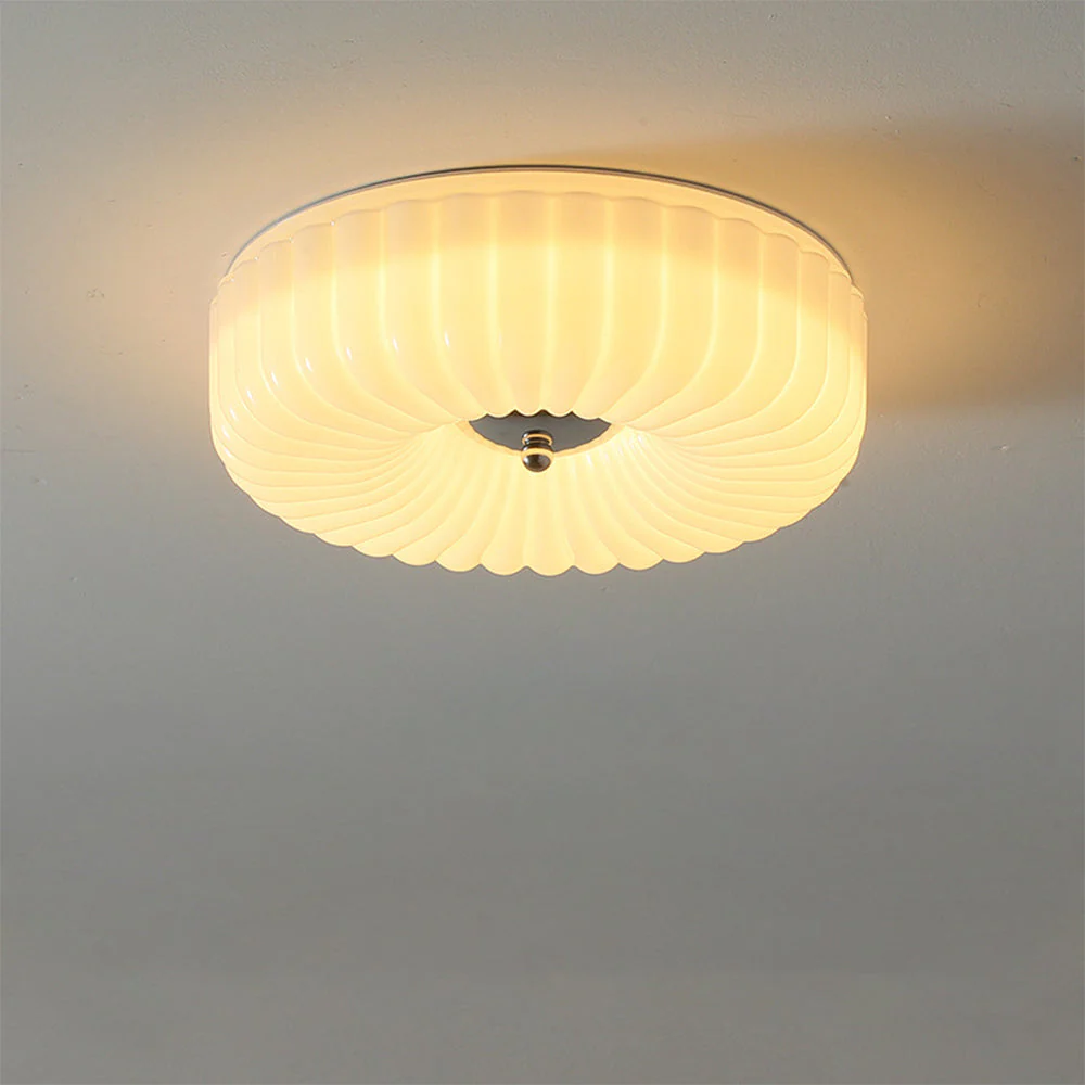 Vinatge Bauhaus Cream Glass Ceiling Light - Image 7