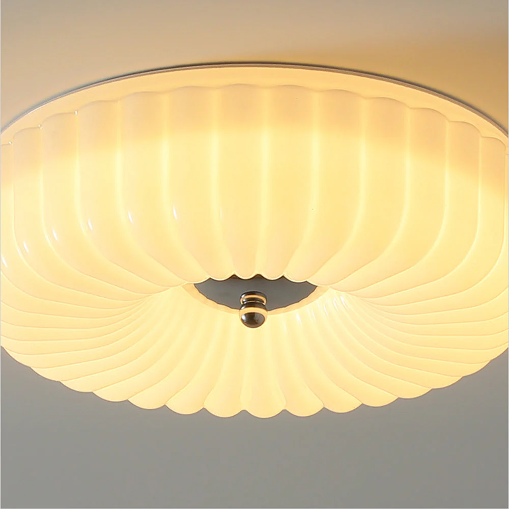Vinatge Bauhaus Cream Glass Ceiling Light - Image 8
