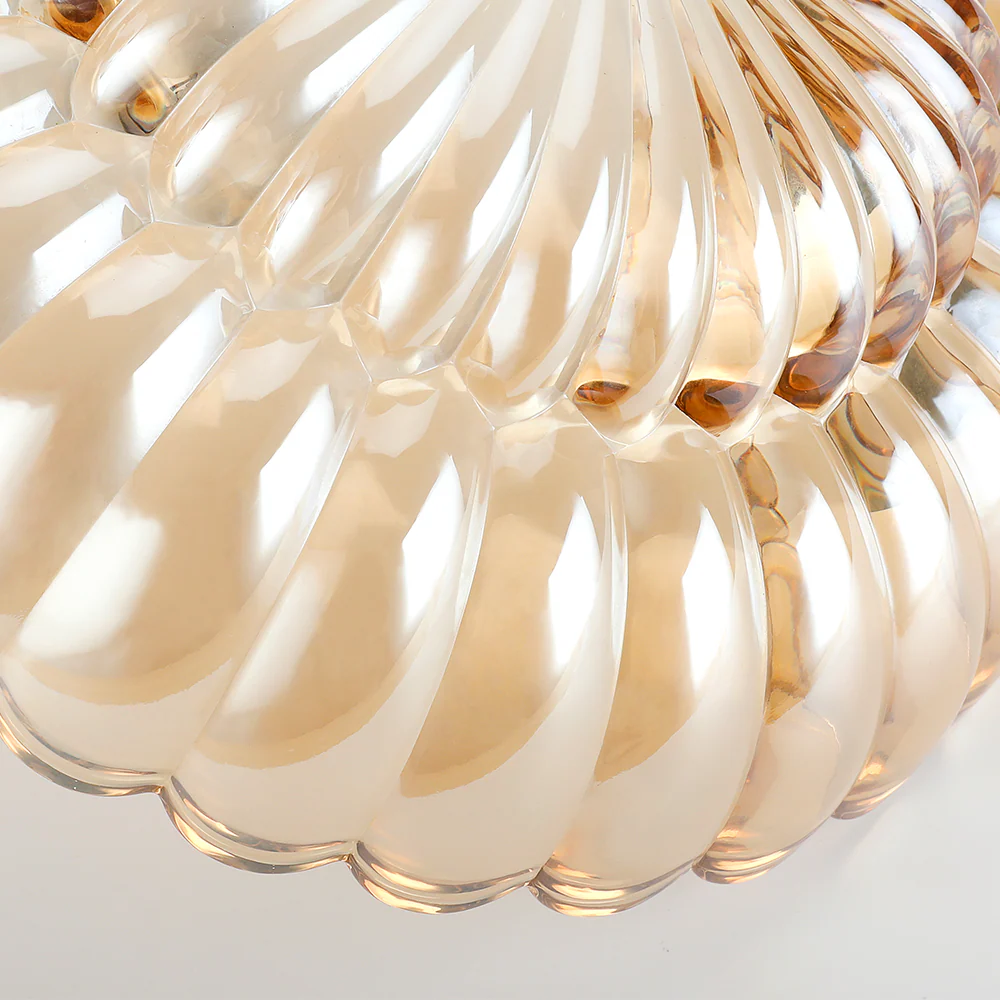 Vintage Amber Glass Semi-Flush Ceiling Light - Image 10