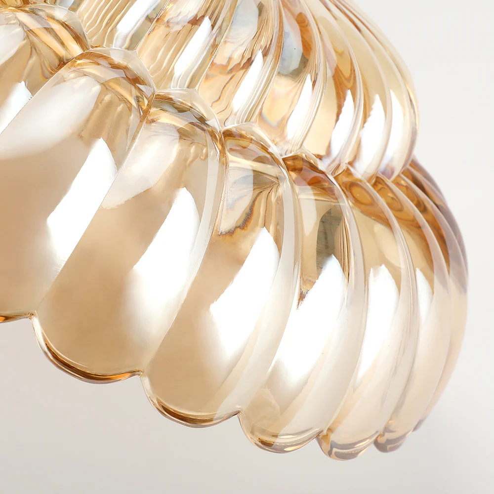 Vintage Amber Glass Semi-Flush Ceiling Light - Image 12
