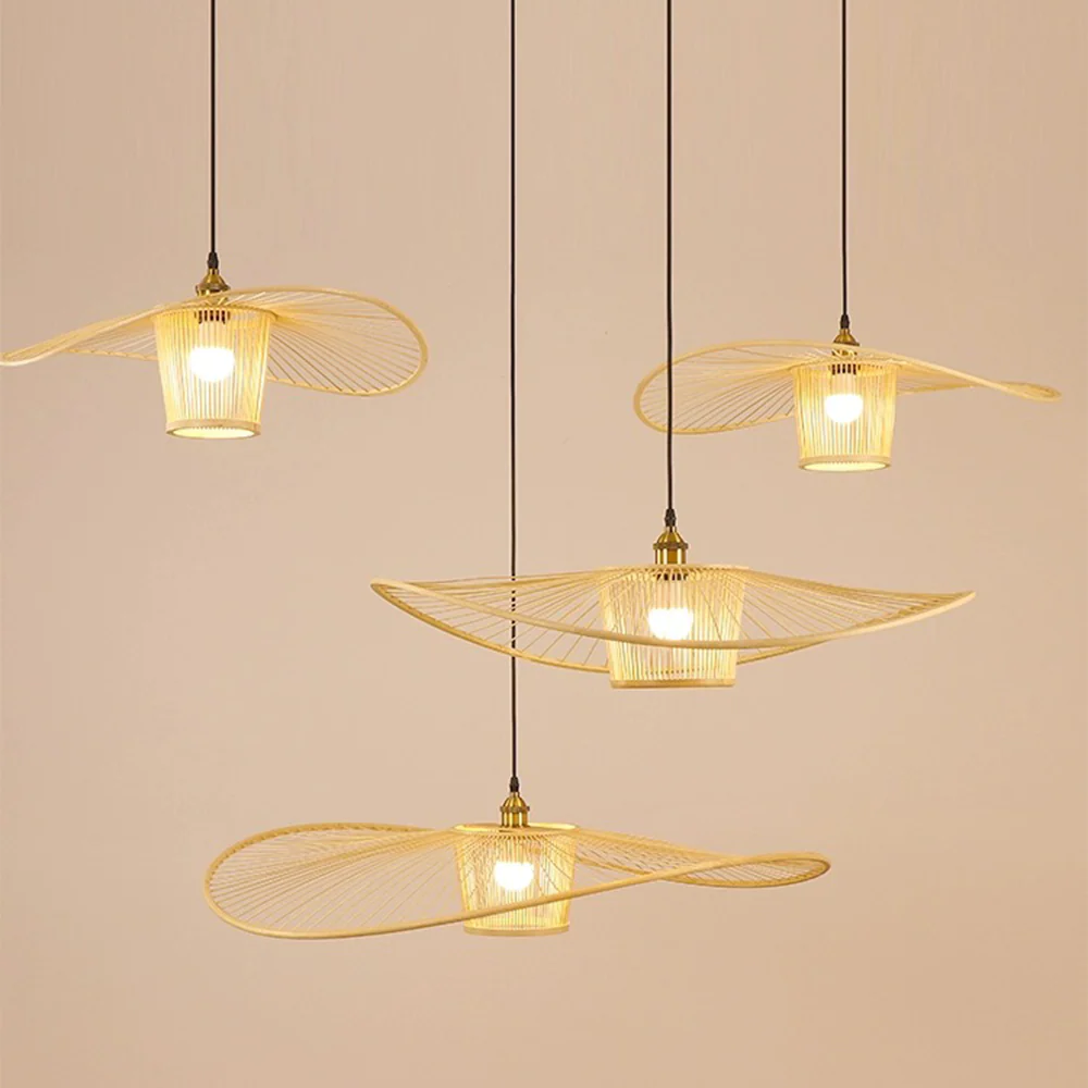 Vintage Bamboo Woven Wicker Handmade Rattan Pendant Light - Image 2