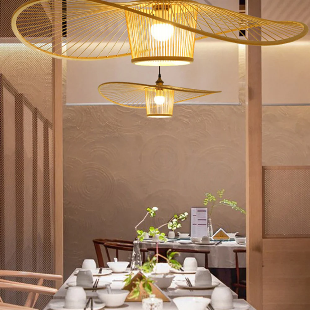 Vintage Bamboo Woven Wicker Handmade Rattan Pendant Light - Image 4