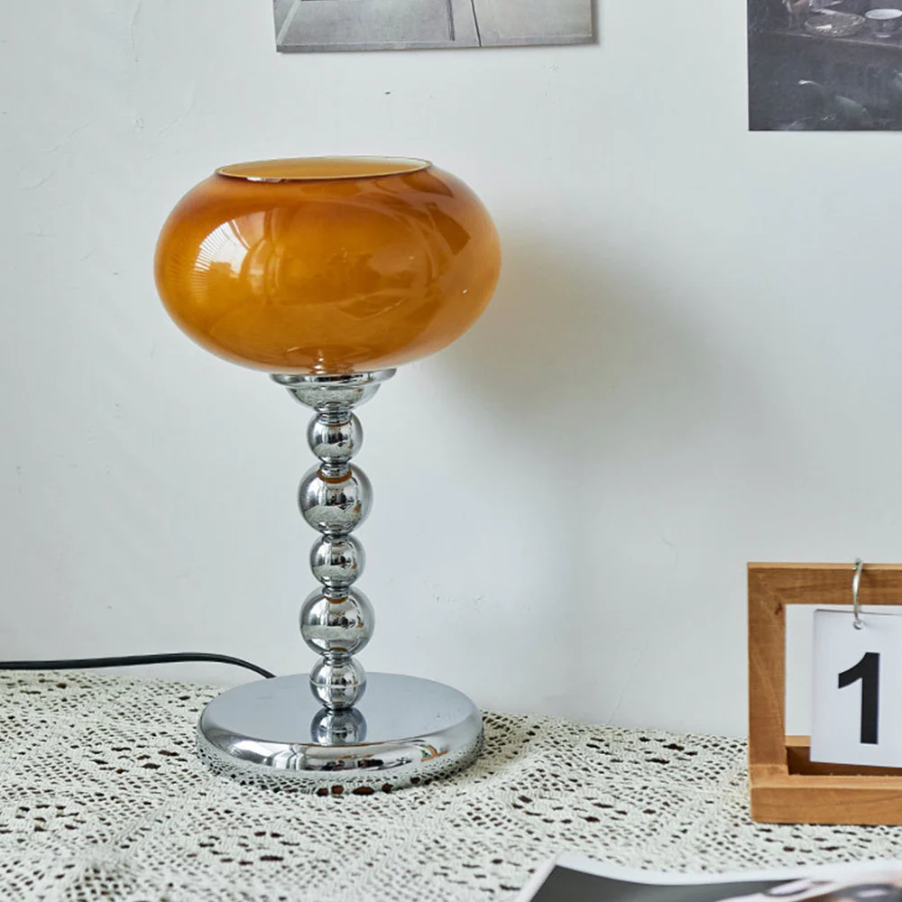 Vintage Bauhaus Glass Flower Shaped Table Lamp