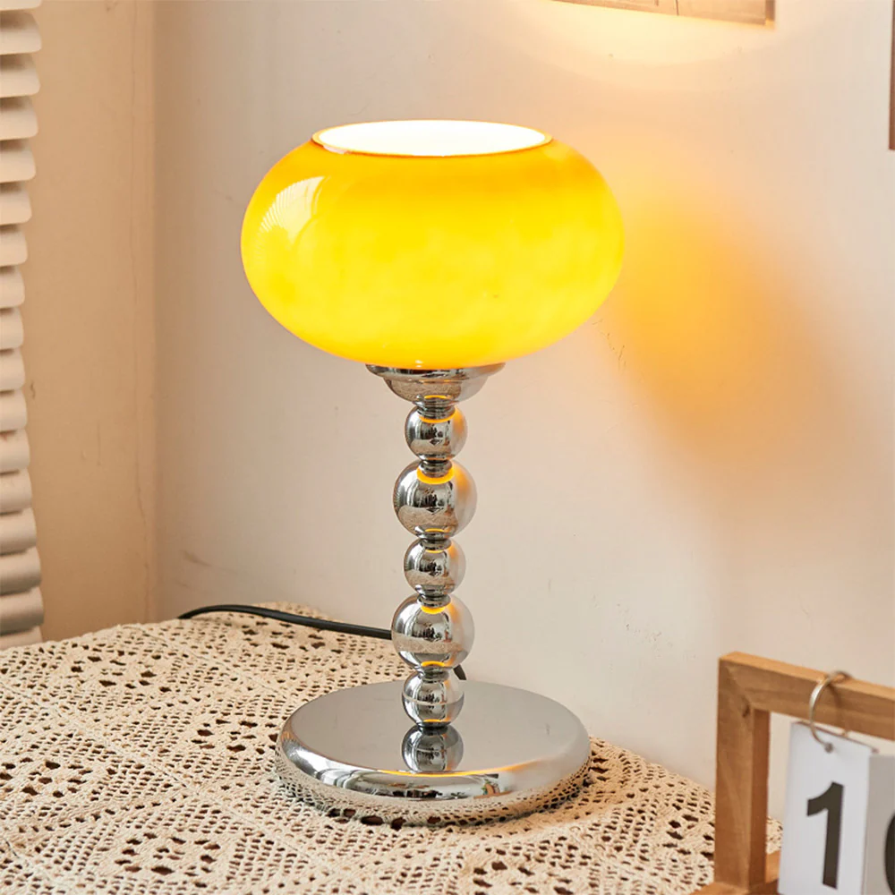 Vintage Bauhaus Glass Flower Shaped Table Lamp - Image 2
