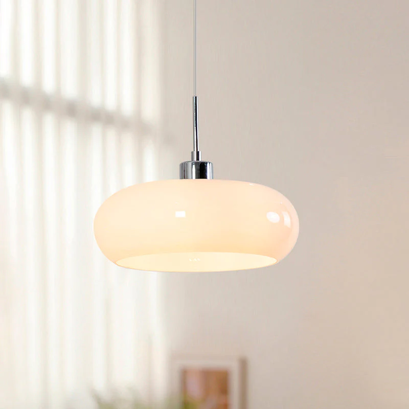 Vintage Bauhaus Round Glass Pendant Light - Image 10