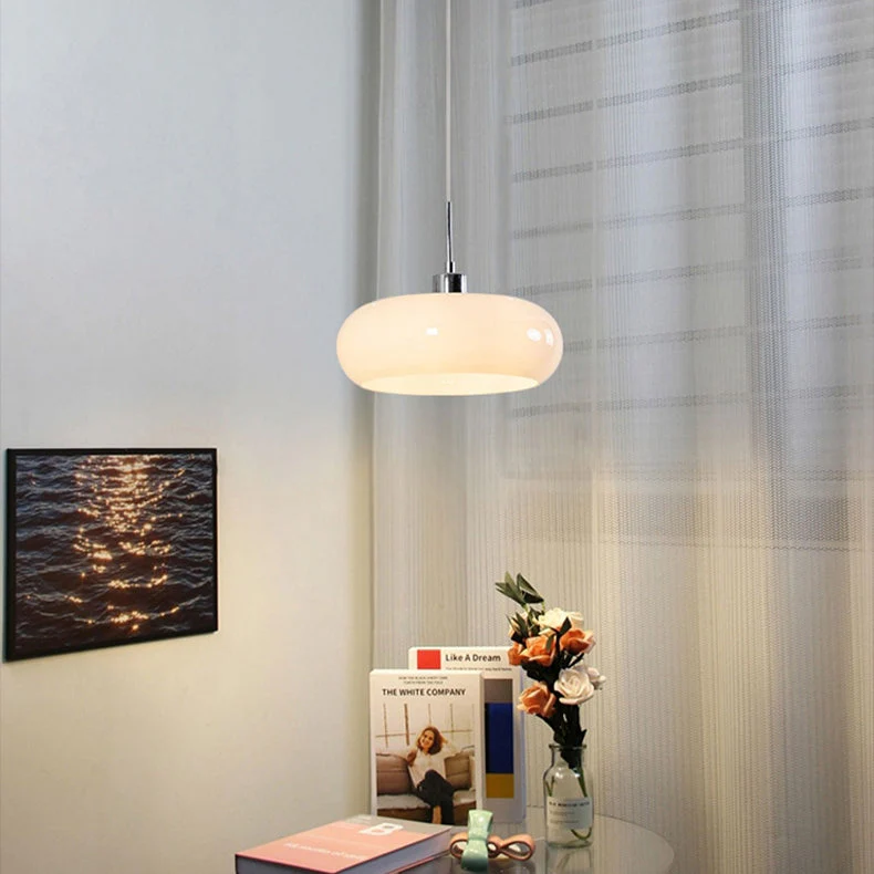 Vintage Bauhaus Round Glass Pendant Light - Image 11