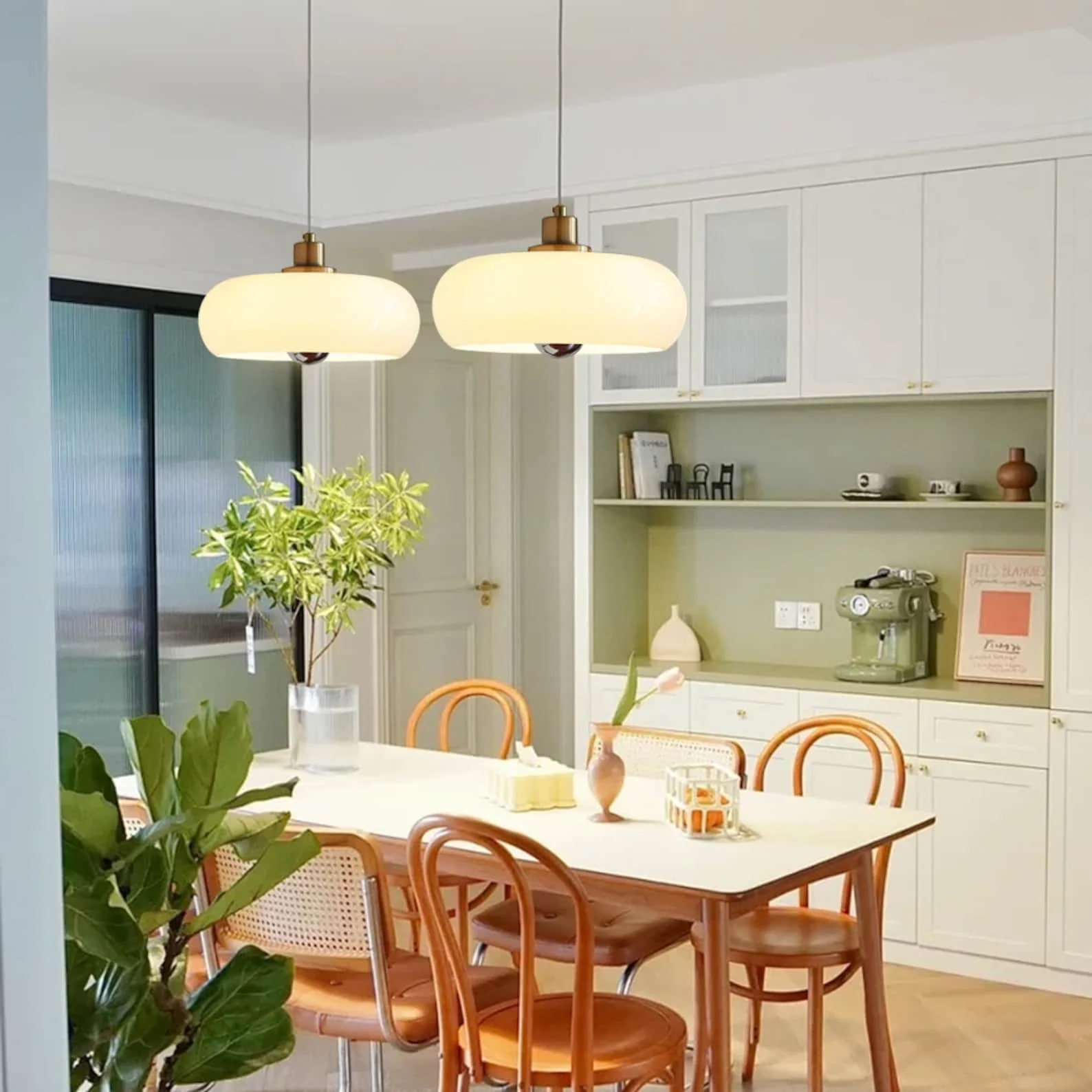 Vintage Bauhaus Round Glass Pendant Light - Image 13