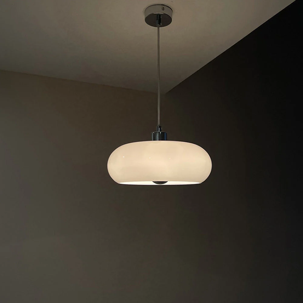 Vintage Bauhaus Round Glass Pendant Light - Image 14