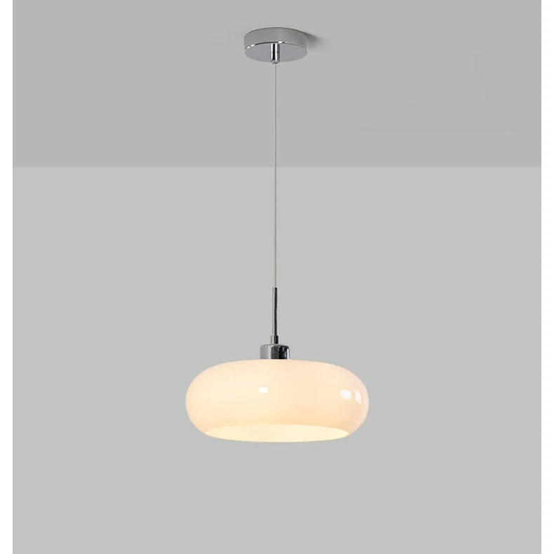 Vintage Bauhaus Round Glass Pendant Light - Image 17