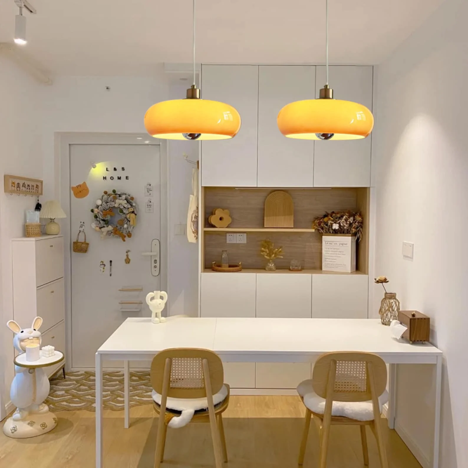 Vintage Bauhaus Round Glass Pendant Light - Image 3