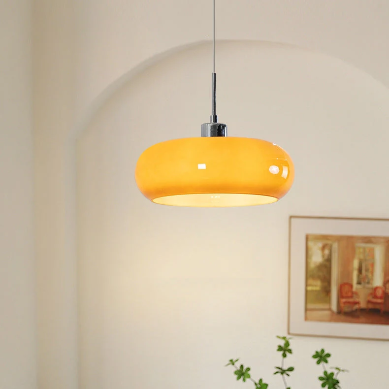 Vintage Bauhaus Round Glass Pendant Light - Image 4