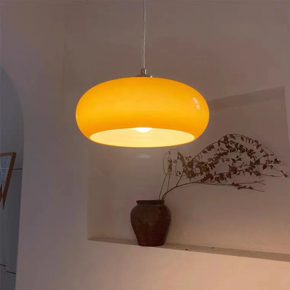 Vintage Bauhaus Round Glass Pendant Light - Image 5
