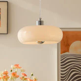 Vintage Bauhaus Round Glass Pendant Light - Image 9