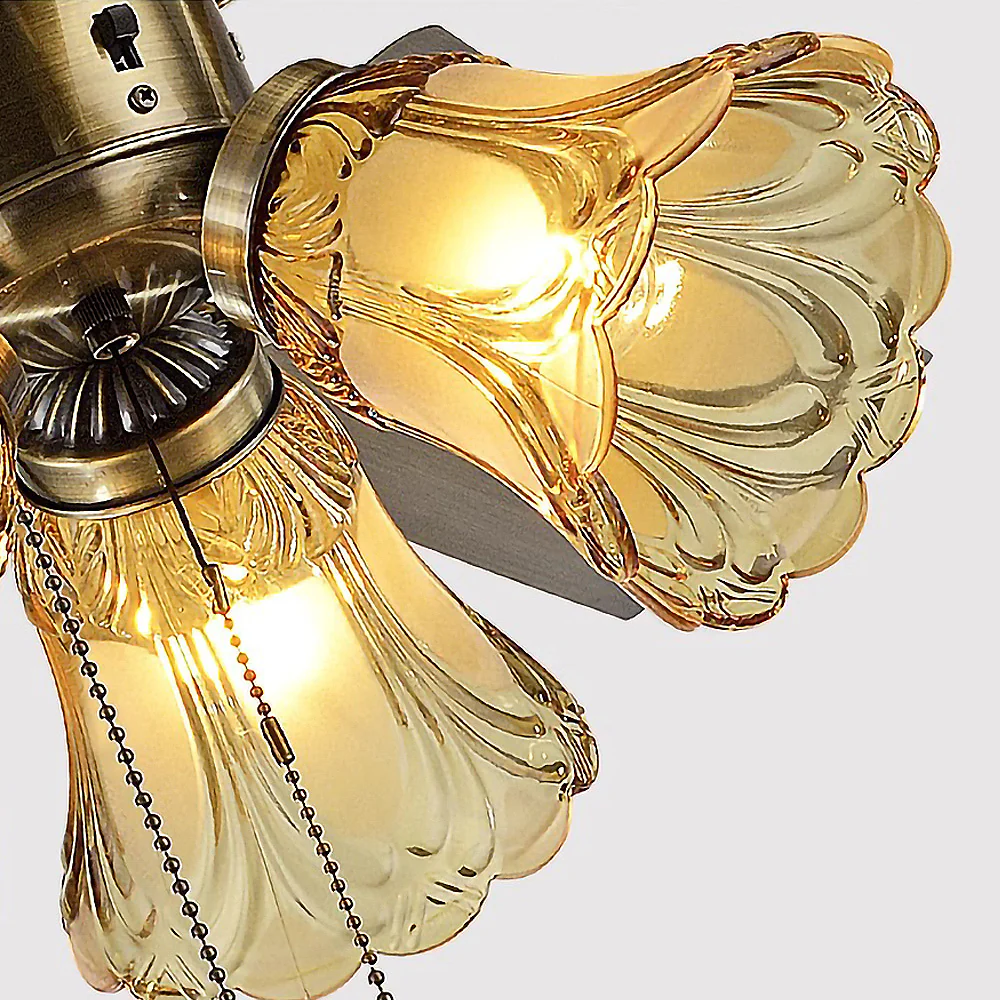 Vintage Black Flower Shape Ceiling Fan With Light - Image 10