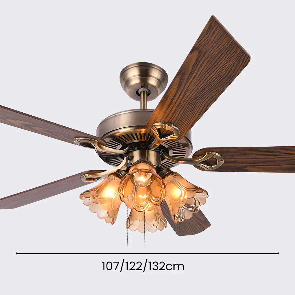 Vintage Black Flower Shape Ceiling Fan With Light - Image 6