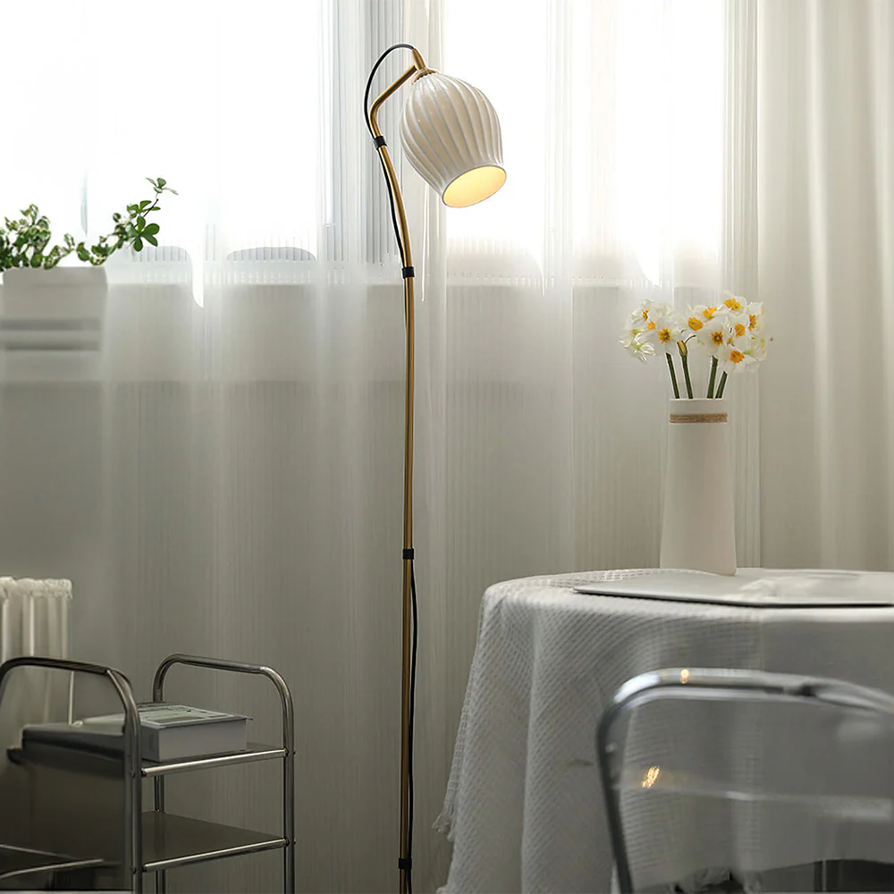 Vintage Ceramic Ribbed Standing Floor Lamp - Image 10