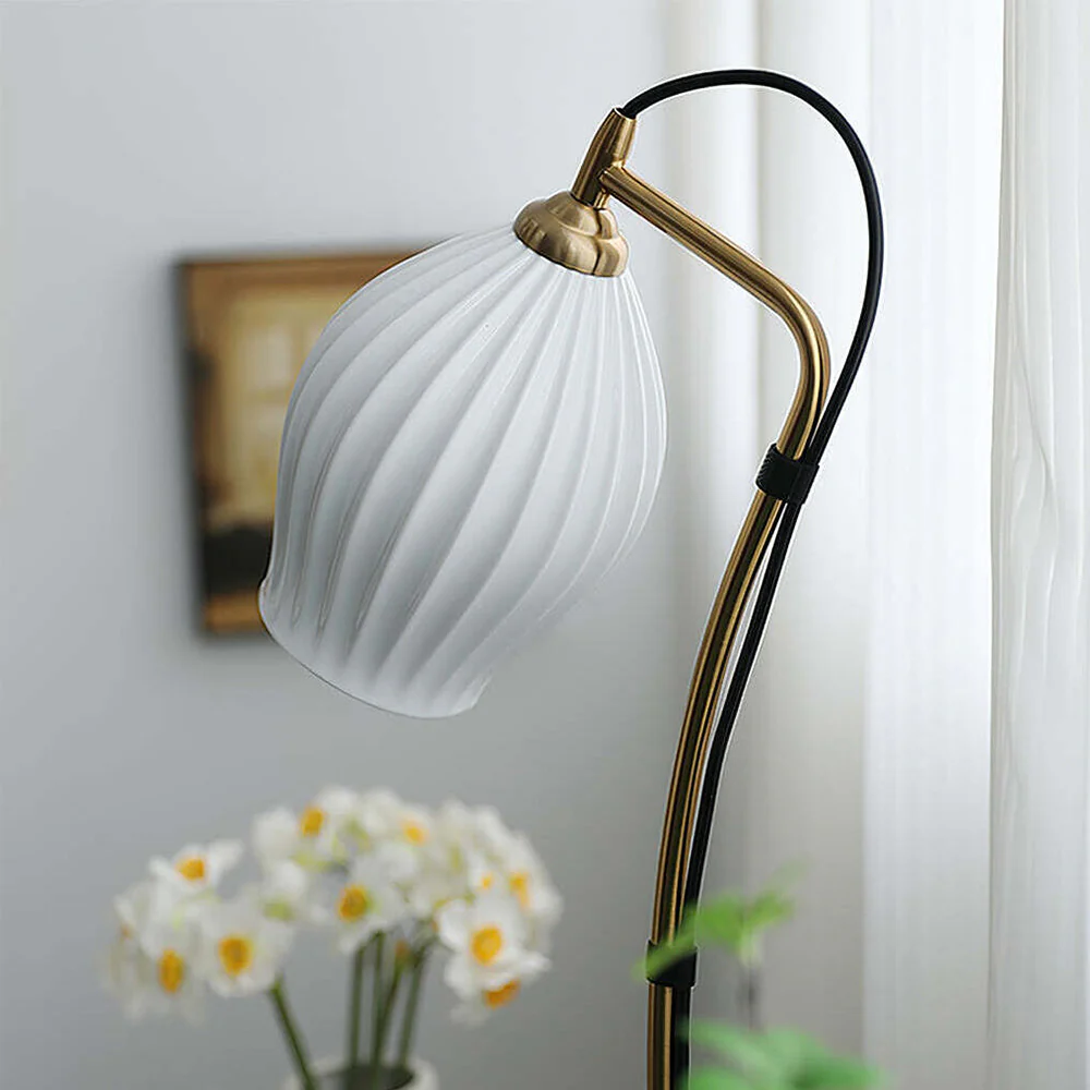 Vintage Ceramic Ribbed Standing Floor Lamp - Image 11