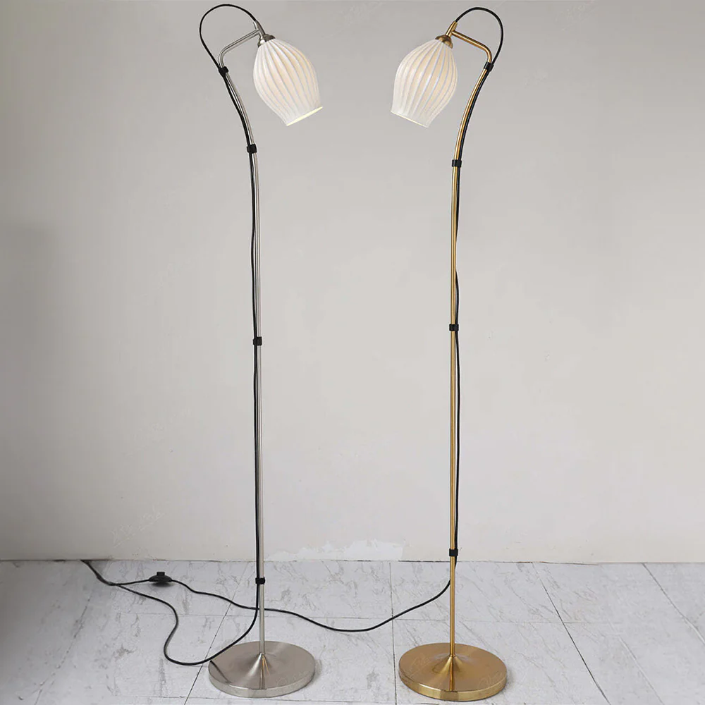 Vintage Ceramic Ribbed Standing Floor Lamp - Image 12