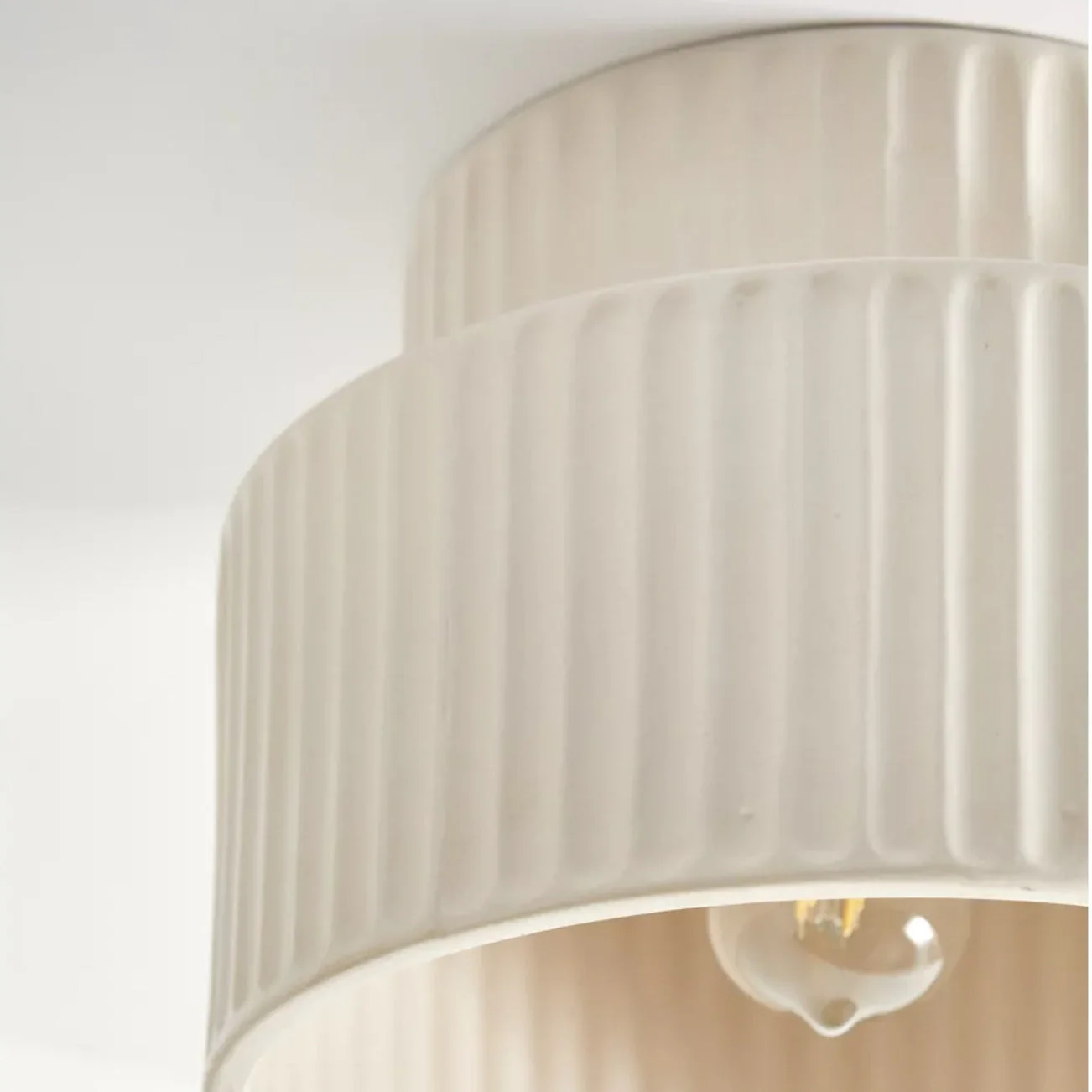 Vintage Cream Style Drum Semi Flush Mount Ceiling Lamp - Image 12