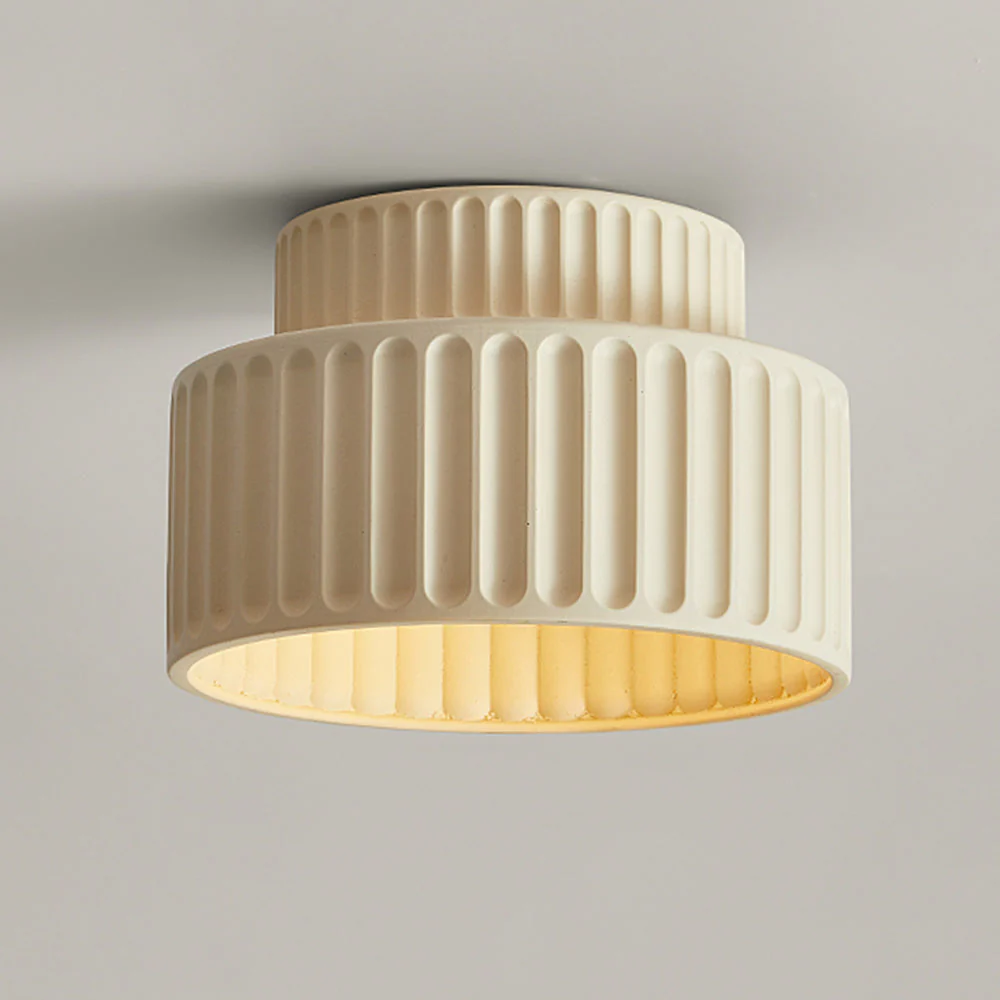 Vintage Cream Style Drum Semi Flush Mount Ceiling Lamp - Image 24