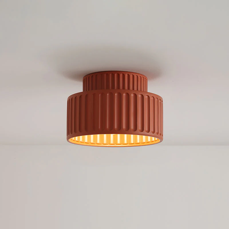 Vintage Cream Style Drum Semi Flush Mount Ceiling Lamp - Image 28