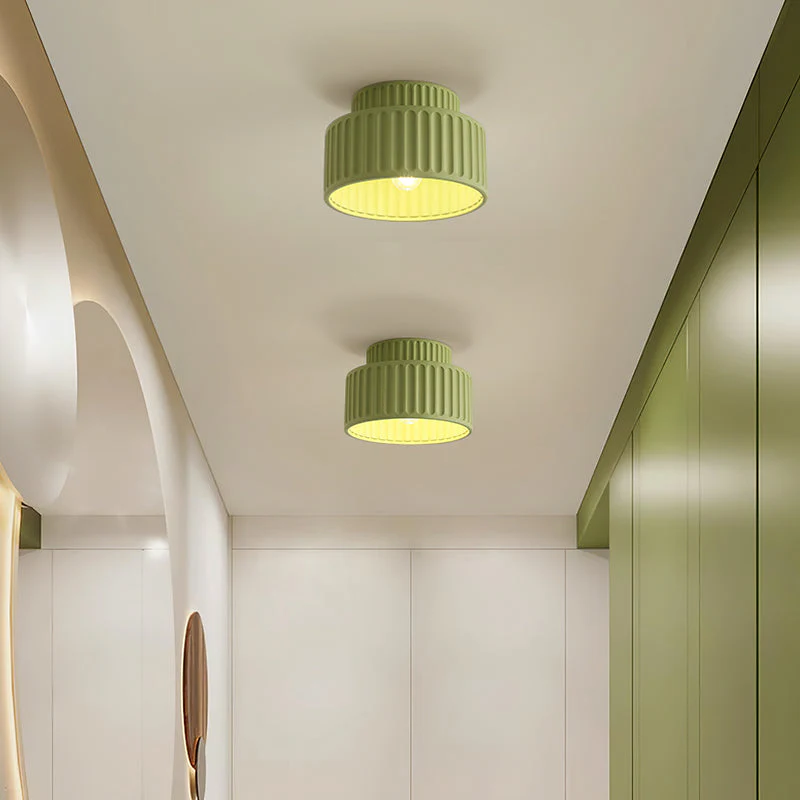 Vintage Cream Style Drum Semi Flush Mount Ceiling Lamp - Image 30