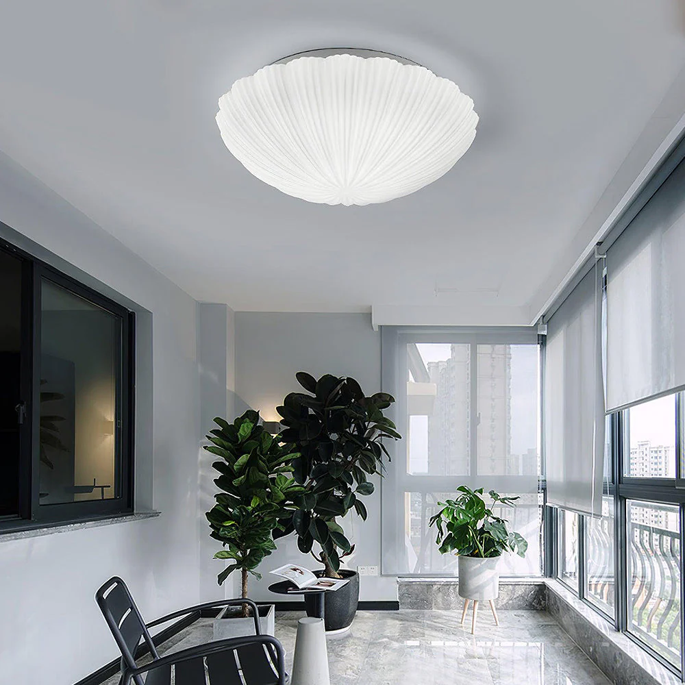 Vintage Cream White Seashell Ceiling Lamp - Image 2
