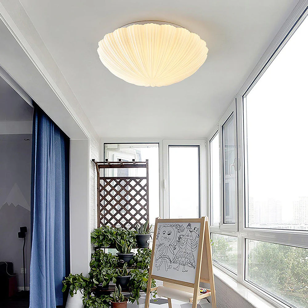 Vintage Cream White Seashell Ceiling Lamp - Image 7