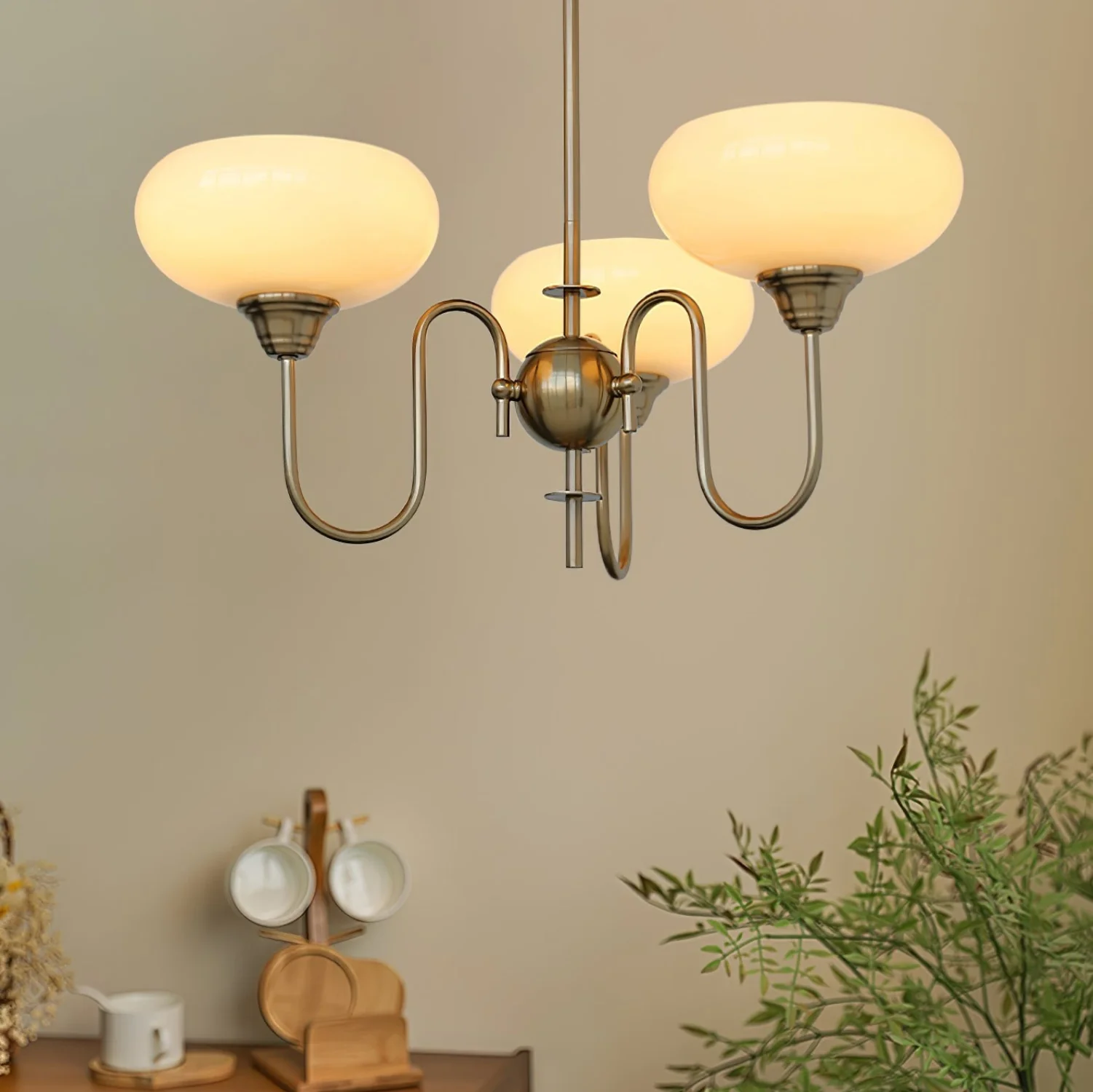 Vintage Creamy Persimmon Glass Chandelier - Image 11